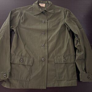 UNWORN Vintage Womens OG-107 Poplin Green US Army Utility Shirt Size 10